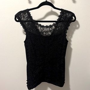 Black lace/cotton blouse